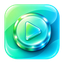 VidMint App 标志——薄荷绿硬币配播放按钮